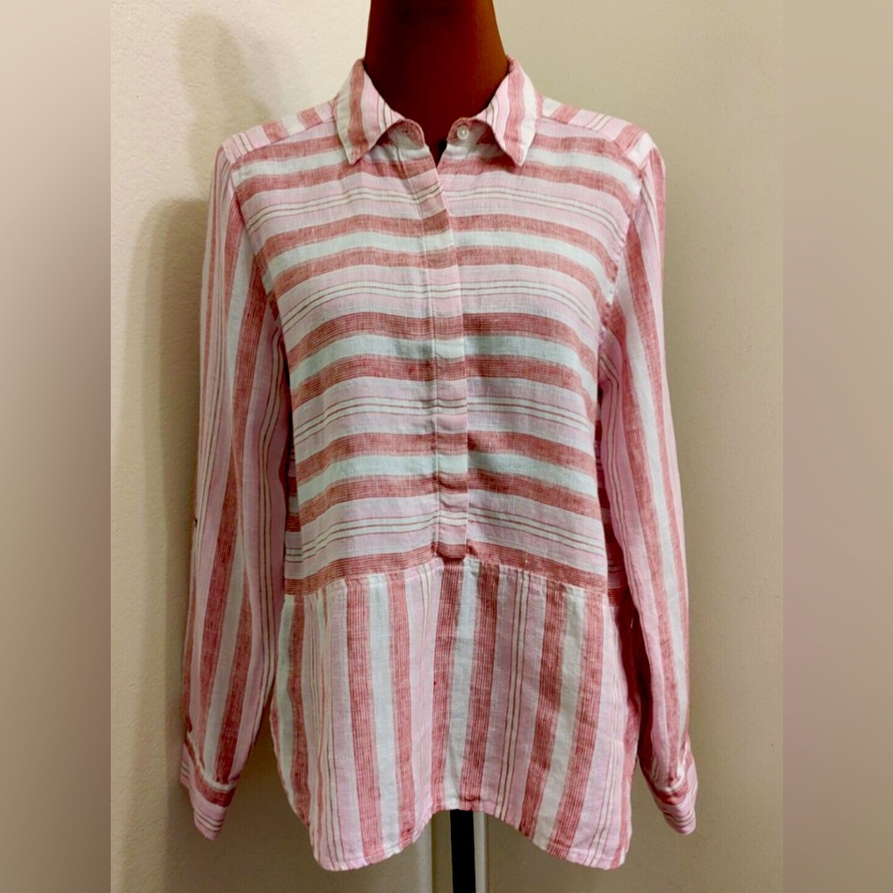 Marc New York Andrew Marc Linen Partial Button Do… - image 1